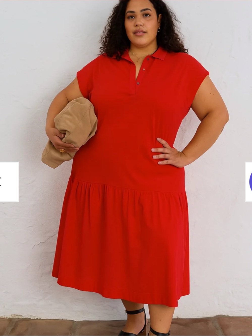NWT Never Fully Dresses Red Polo Drop Waist Midi Dress, 1X